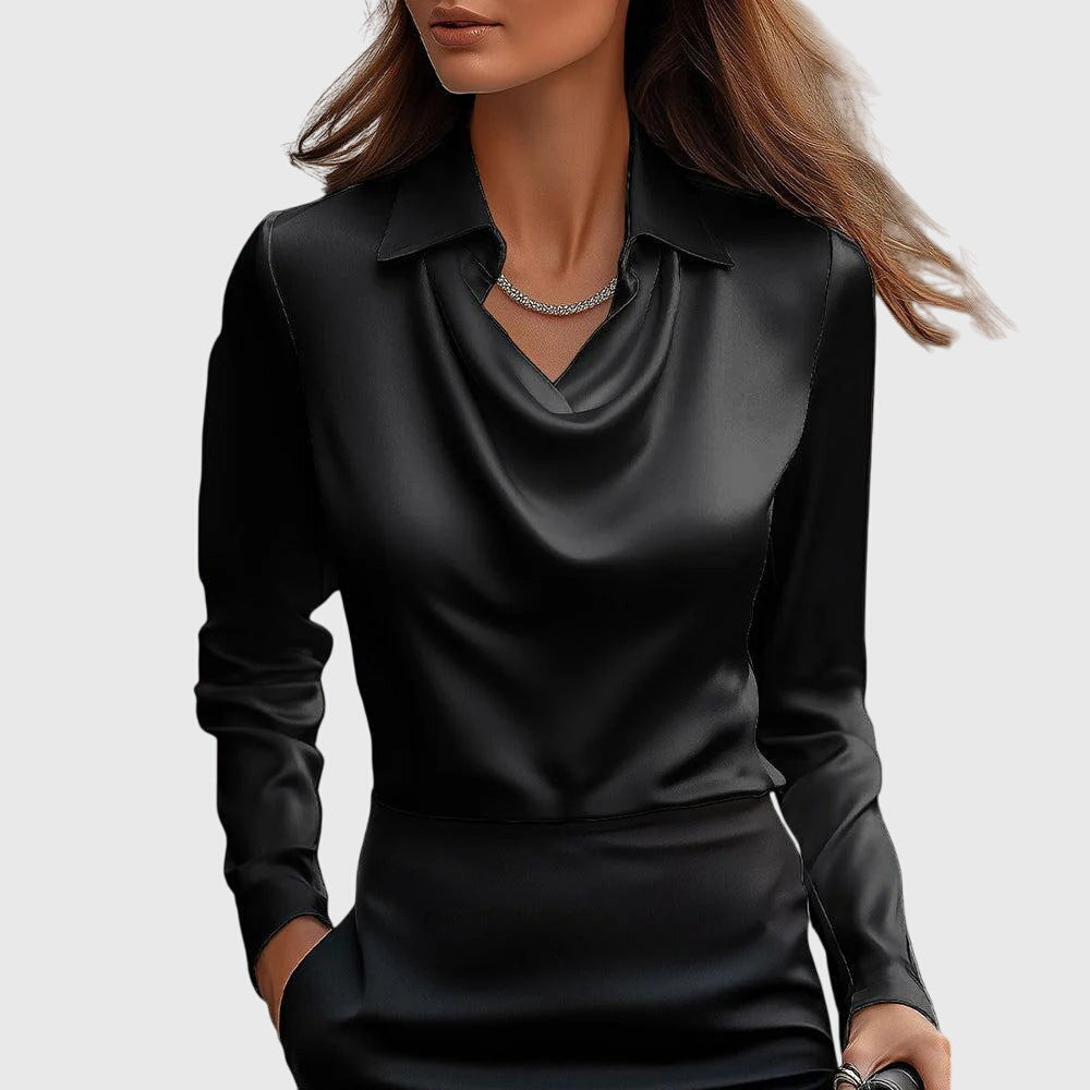 Julia ™ | Blouse avec un éclat luxueux et un col plissé