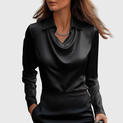 Julia ™ | Blouse avec un éclat luxueux et un col plissé