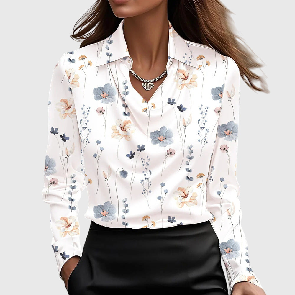 Julia ™ | Blouse avec un éclat luxueux et un col plissé