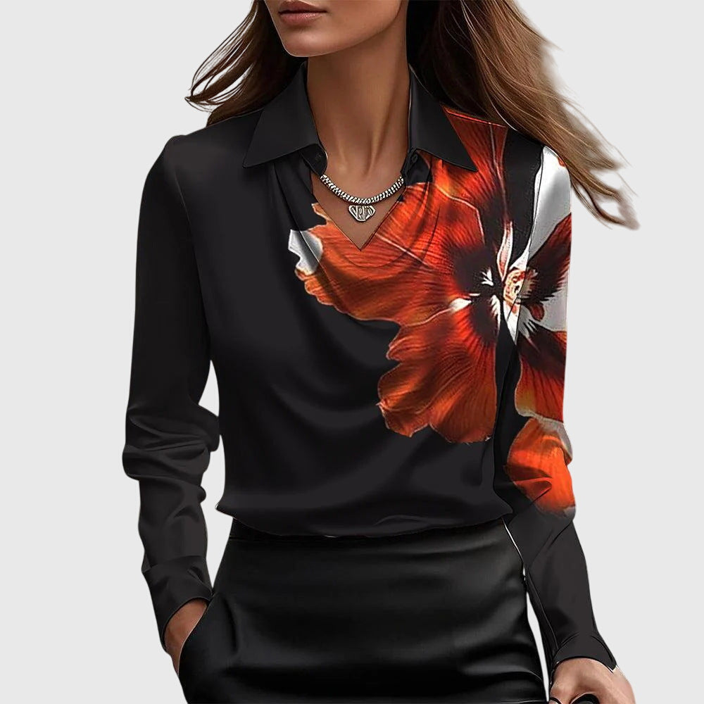 Julia ™ | Blouse avec un éclat luxueux et un col plissé